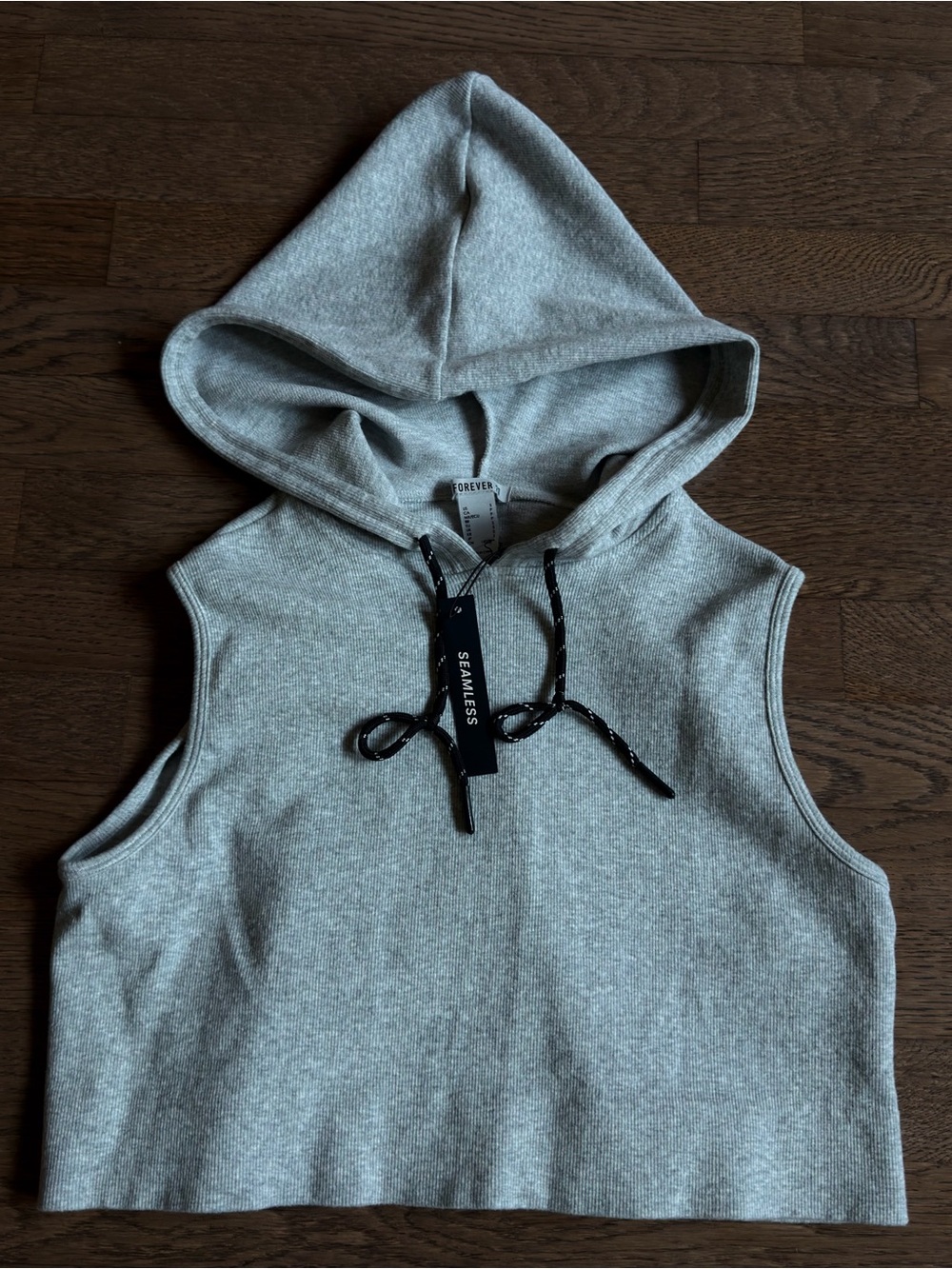 Forever 21 Light Gray Sleeveless Hooded Crop Top